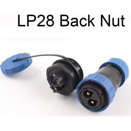LP/SP28 IP68 No welding Screw Waterproof Connector Back Nut Aviation plug&socket Set Male Female Cable Wire Connectors