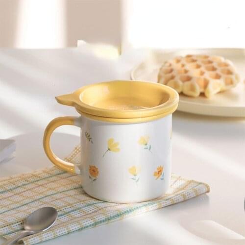 Mug with Lid Spoon Creative Mobile Phone Holder Personality Trend Cute Cartoon Ceramic Cup Home Water Cup Kawaii Mug Cute Tazas