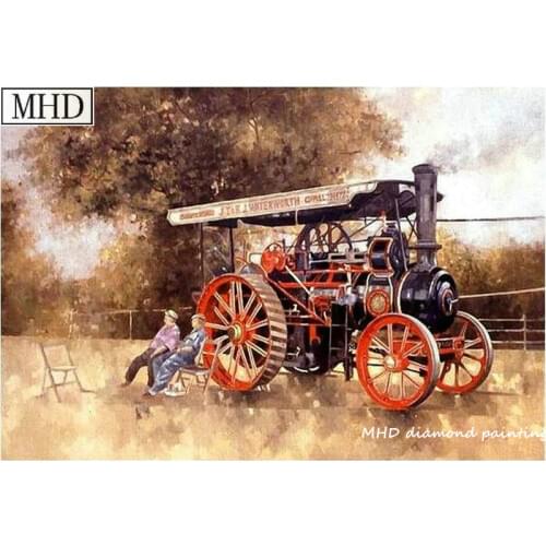 MHD Full Square Diamond Painting Old Steam Train Picture New Arrival 3d Diamond Embroidery Mosaic Cross Stitch Decoration Kit
