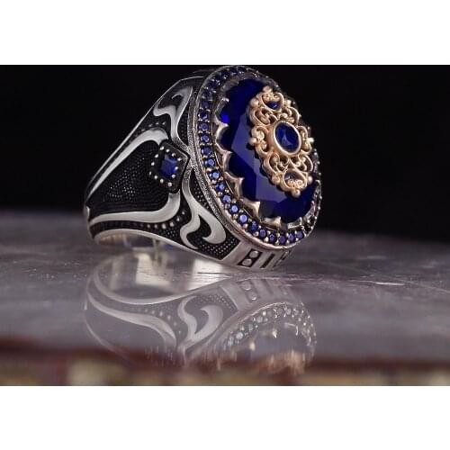925 Sterling Silver Men Ring with ZIRCON Stone