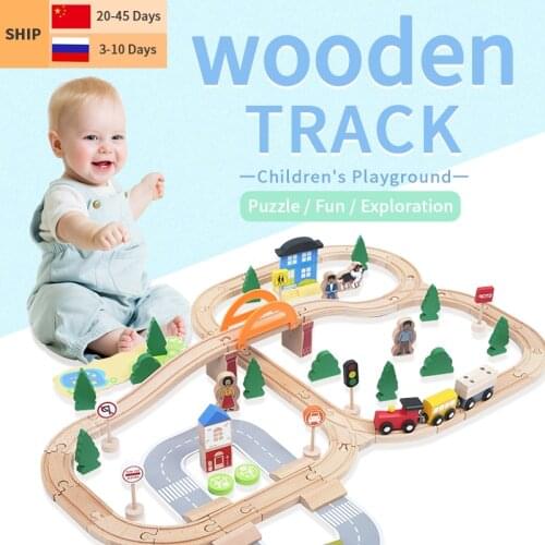 Electric Train Track Set Magnetic Educational Slot Track Accessories Wooden Railway Puzzle Station Toy Gifts toys For Kids New