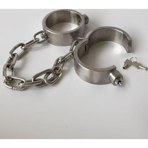 Stainless Steel Ankle Cuffs Chain Leg Irons Shackles BDSM Torture Bondage Restraints Slave Fetish Sex Toys For Couples Footcuffs