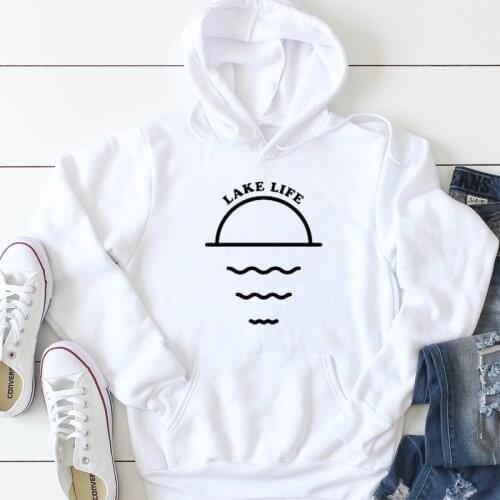 Lake Life Hoodies Women Sunrise Dawn Print Clothing Funny Mom Life Desire Pullover pure cotton Pullover Girl Outfits Drop Ship