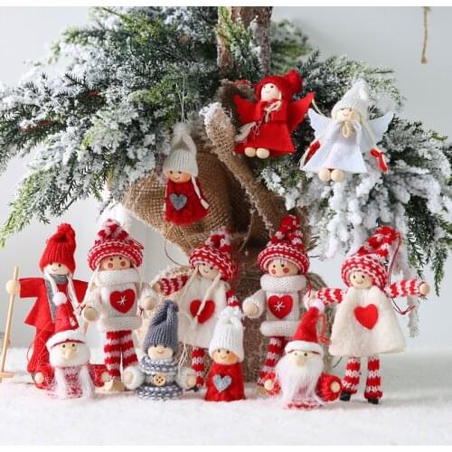 A Pair Mini Creative Skiers Boys And Girls Doll Christmas Tree Garland Hanging Scene Accessories Ornament Pendant Decorations