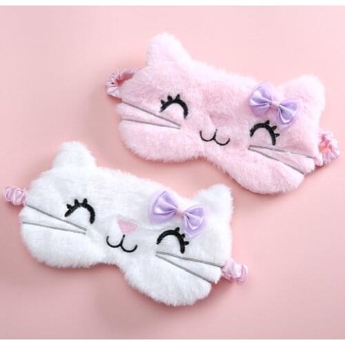 Plush Cute Sleeping Eye Mask Cute Kids Sleep Mask Cartoon Eye Cover Portable Eye Patch Blindfold Sleep Aid Eyepatch