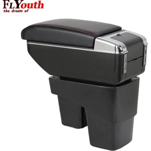 For Honda Fit Jazz 2014-2018 Car Armrest Box USB Charging Heighten Double Layer Central Store Content Cup Holder Ashtray Styling