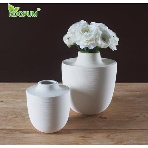Simple Modern White Ceramic Vase Ornaments, Fashion Home Decorations, Living Room TV Cabinet Ornaments, Flower Arranging Device