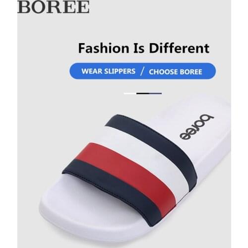 Boree Summer Slippers Casual Non-slip Soft Slides Eva Beach Slippers Men Shoes Male Stripe Mens Slippers zapatos hombre