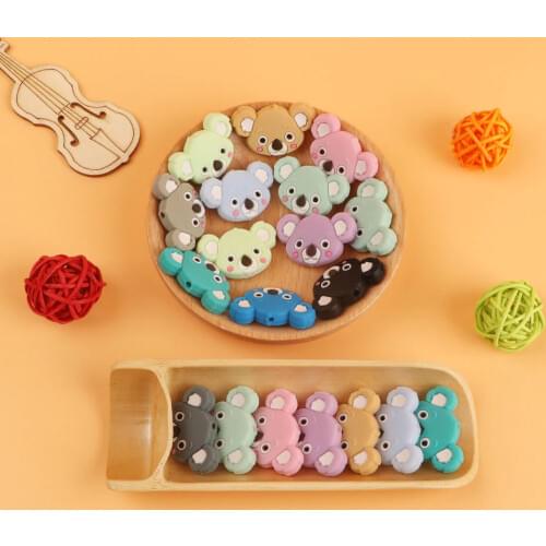 Kovict 50/100pcs Silicone Beads Mini Koala bead Baby Silicone Teether Food Grade Rodents DIY Baby Teething Toys