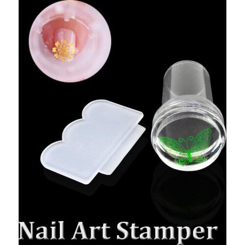 2.4cm Mini Pure Clear Silicone Nail Art Stamper Scraper Set Transparent Nail Stamp Stamping Manicure Tool Do Wholesale
