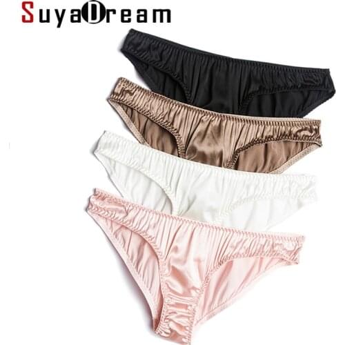 SuyaDream 3pcs/lot Women G string 92% Natural silk 8%Spanded Sexy Panties for Women T Shape Underwear