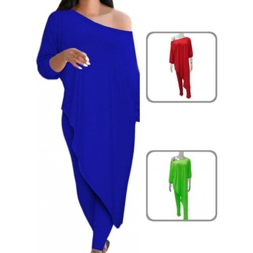 Skinny Trousers Casual Ladies Irregular Hem Blouse Elastic Waist Pants Suit Leisure Wear