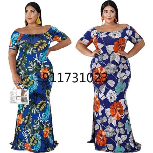 Plus Size African Print Evening Dresses For Women 2021 New Fashion 4XL 5XL Summer Party Long Dress Elegant Ladies Clothing