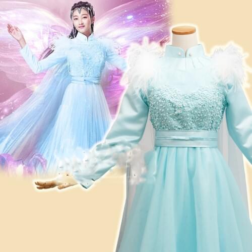 Yi FuLing Sky Blue Fairy Costume for Latest Fantasy TV Play - Novoland The Castle The Sky Female Costume Cosplay Hanfu
