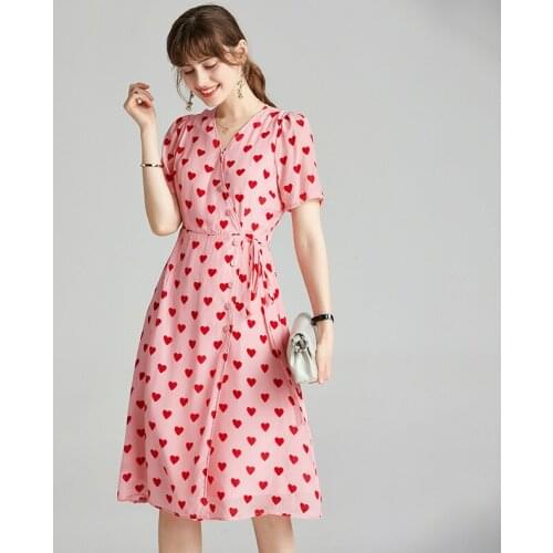 Pink heart floral maxi dress women robe femme 2020 summer long work boho beach office sexy party luxury dresses plus size