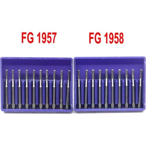 Dental FG Carbide Burs FG1957 FG1958 Crown Metal Cutting Burs 10pcs Dental Diamond Burs for Dentistry Root Canal