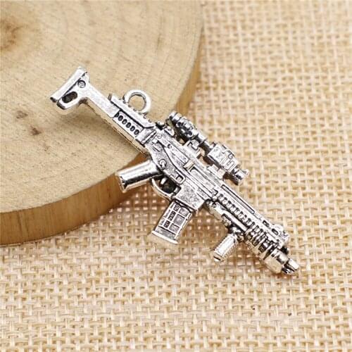 10pcs 45x19mm antique silver Machine gun machine gun submachine gun charms diy retro jewelry fit Earring keychain pendant