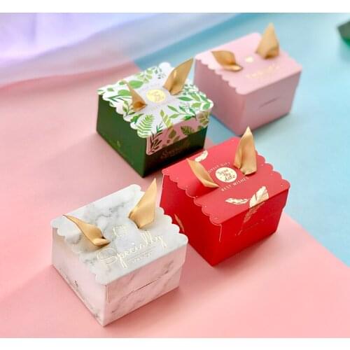 10pcs Diy small cute hot sale new wedding gift box wedding creative small paper box mini gift box Pink maiden heart sugar candy