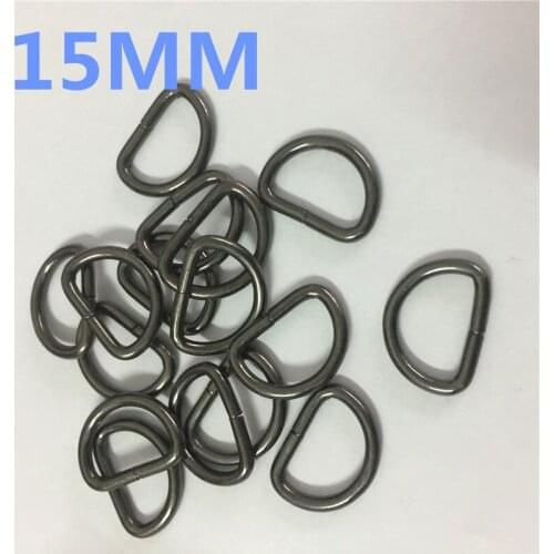 100pcs 15mm Gun Black Non-Welded D Dee Ring Metal Adjustable Buckle Accessories Diy handmade bags taping d half round buckle