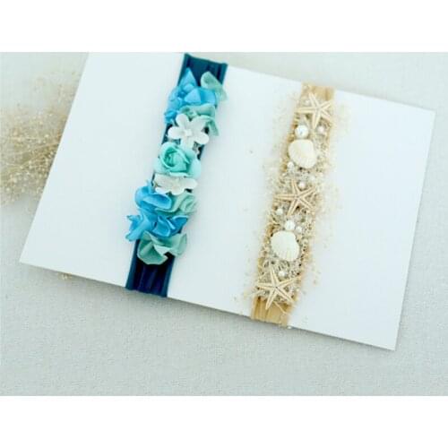 2020Fashion lovely Baby Headband Marine Flower Newborn Hair Accessories Starfish Conch Double Shell Jewelry Photography Props