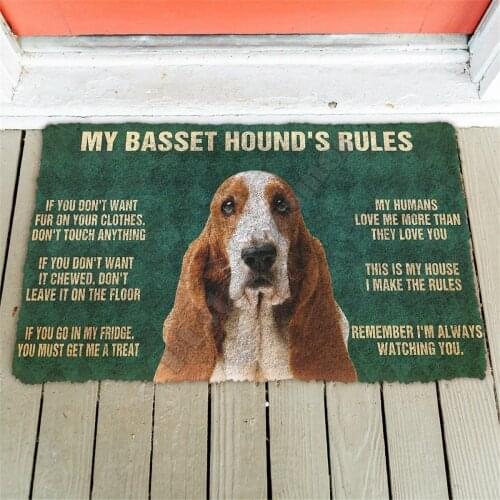 Printed 3D My Basset Hounds Rules Doormat Non Slip Door Floor Mats Decor Porch Doormat
