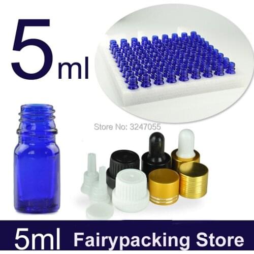 5ML 80pieces Cosmetic Liquid Serum Vials, Portable Blue Glass Aromatherapy Essential Oil Bottle, Reagent Glass Pipette Bottle