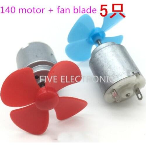 5pcs/lot High speed 140 motor + fan leaf, Mini fan toy four-wheel drive motor