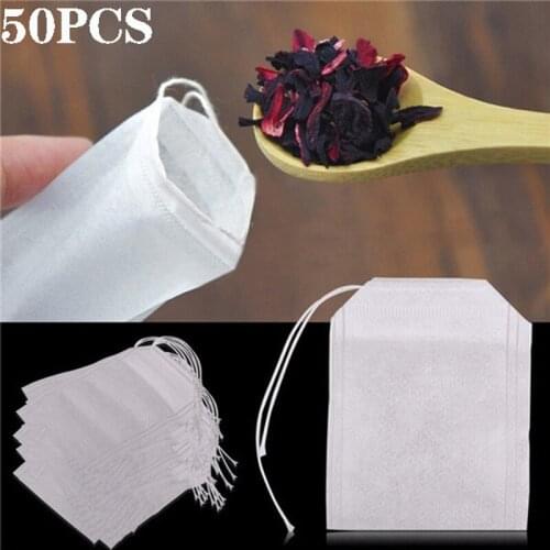 50 Pieces of Disposable Tea Bag Filter Bag Herbal Loose Seal with Rope Healing Seal Food Grade Non-woven Spice Filter Tea Bag