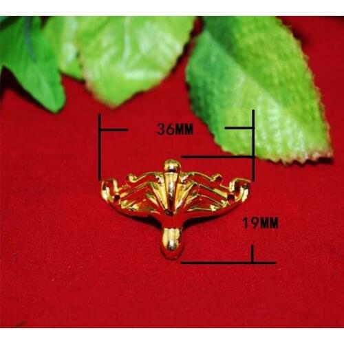 Antique Zinc Alloy Jewelry Gift Box Wood Case Deco Carving Corner Protector,Mini Furniture Foot,Gold Color,36*19mm,12Pcs