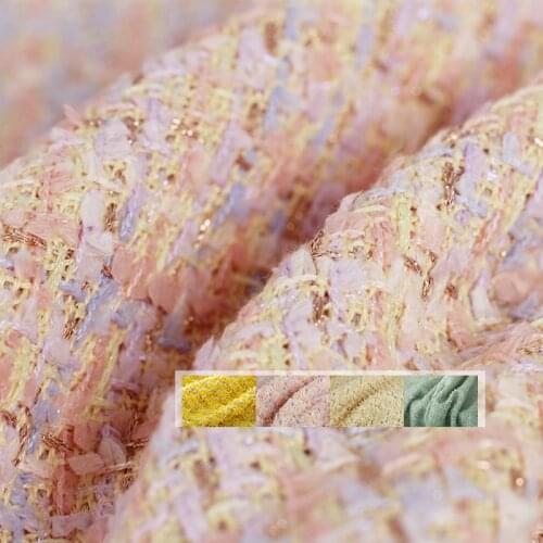 White waxberry France Bright Yellow Tweed Fabrics Garment Material Autumn Women Jacket Coat Sewing Cloth Tailor Freeshipping