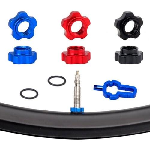 Bicycle Tubeless Valve Rim Conversion Nut Set Adapter CNC Craftsmanship with Installation Wrench for MTB Bike Cycling