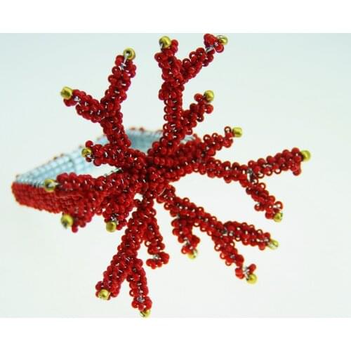 Red coral napkin ring, napkin holder