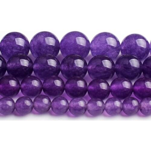 4/6/8/10/12MM Natural Purple Jades Chalcedony Stone Beads Loose beads For Jewelry Making DIY Bracelet 15 inches