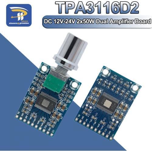 DC 12V-24V 2x50W Dual Channel Mini Digital D Class 50W+50W TPA3116D2 TPA3116 XH-M562 Power Amplifier Board