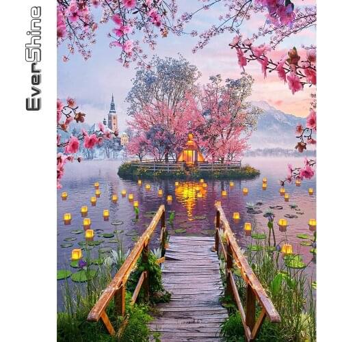 Evershine 5D DIY Diamond Embroidery Bridge Rhinestone Kit Diamond Painting Lake Scenery Cross Stitch Sale New Arrival Home Decor