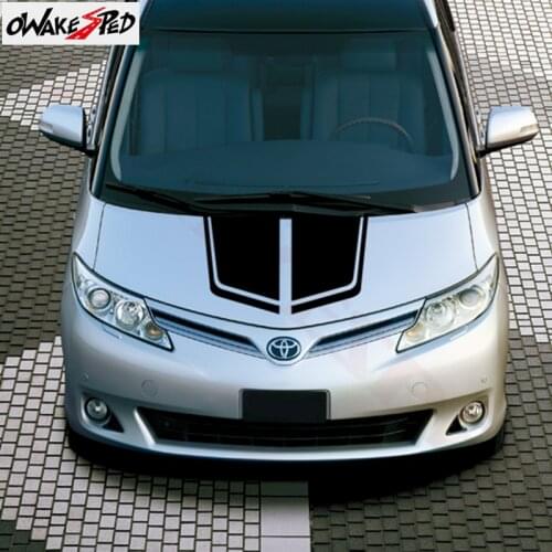 Racing Sport Styling Car Hood Bonnet Stripes Stickers For-Toyota Previa Tarago Estima Auto Engine Cover Decor Vinyl Decals