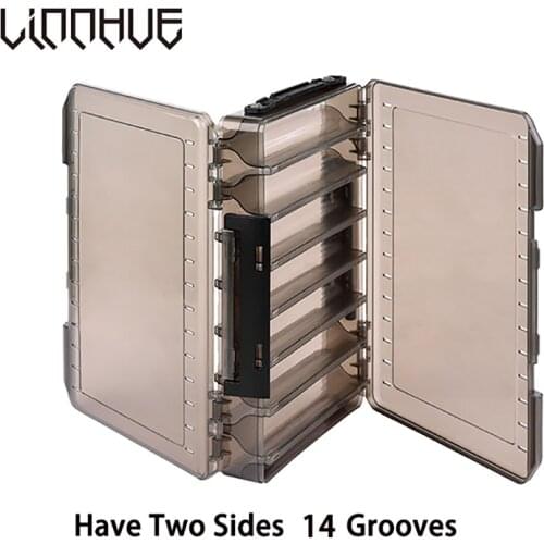 LINNHUE Plastic Fishing Lure Box Double Sided Minnows Bait Hooks Spinner Lures Frogs Boxes For Fishing Tackle Container