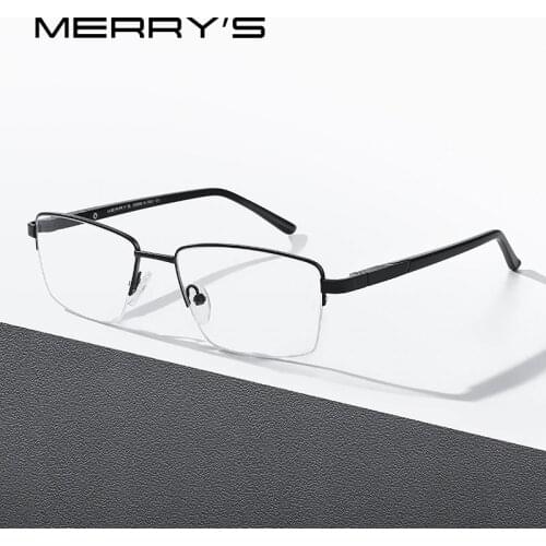 MERRYS DESIGN Men Titanium Alloy Glasses Frame Business Style Half Frames Ultralight Myopia Prescription Eyeglasses S2188