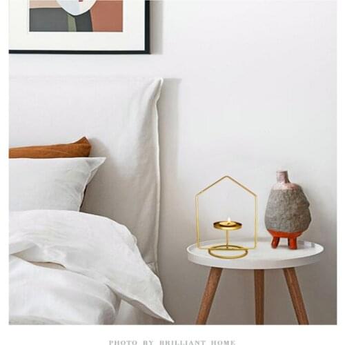 Geometric Pattern Metal Candle Holder Simple Golden Wedding Decoration Bar Party Living Room Decoration Home Decoration