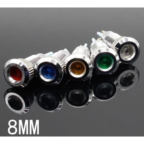 Metal Indicator light LED 8mm waterproof Signal lamp 6V 12V 24V 220v dot LIGHT Colorful concave Indicator