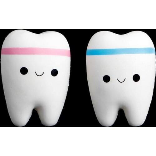 Cute Tooth Jumbo Squishy Slow Rising Squeeze Stress Hand Soft Toy Phone Pendant