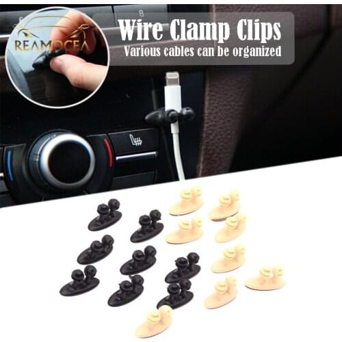 Reamocea 8X Multi-purpose Bundle USB Clip Fixer Clamp Beam Headphone Cable Wire Line Organizer Connector Car Black Line Clamp