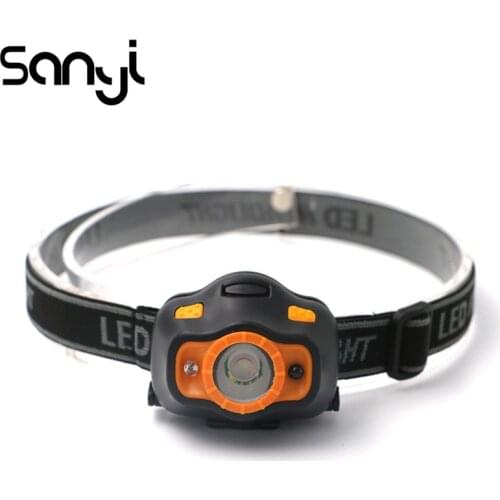 SANYI LED Body Motion Sensor Headlamp Inductive Mini Headlight 2 Switch Outdoor Camping Head Flashlight Torch Lamp Using 3*AAA