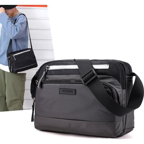 Nylon Shoulder Crossbody Bags Men Quality Messenger Bag Strong Fabric Design Style Solid colors durable Zippers Pockets