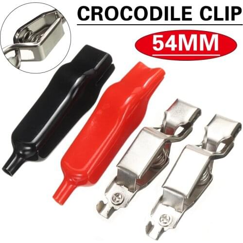 New 1Pair Durable Crocodile Battery Clips Red & Black 54mm 20A Alligator Test Clamps For Low Voltage Applications