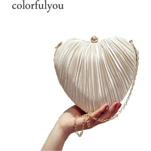 2019 New Womens Handbag Heart Shaped clutch bag Dinner Party Purse Sweet for Girl Chain Shoulder Messenger bags Evening Bags
