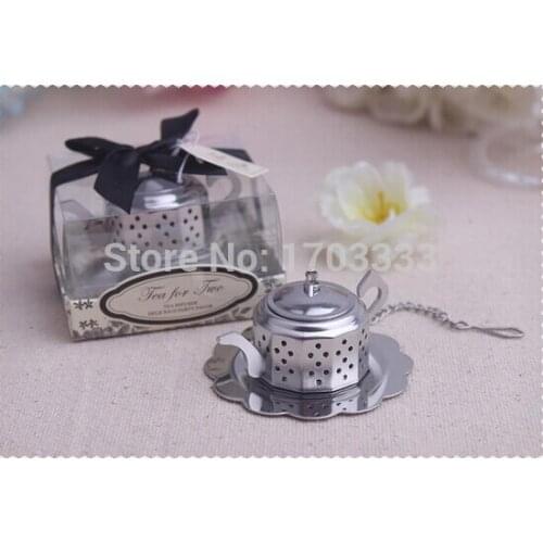 Wholesale wedding favor gift and giveaways for guest--Tea for Two Teapot Tea Infuser Favours party souvenir 100pcs/lot