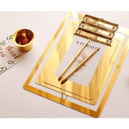 Nordic Style A5 File Folder Board Gold Stainless Steel Board Backing Board Plate Writing Plate Document Sorting Folder
