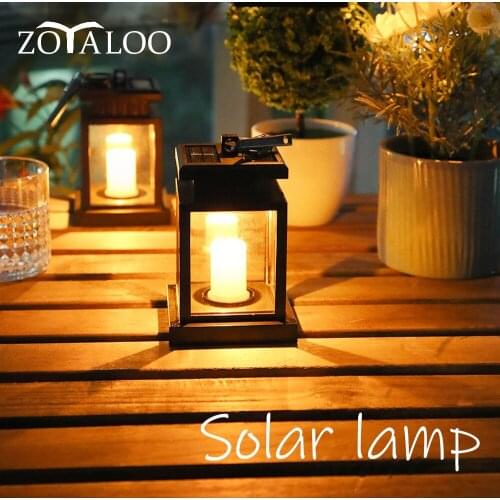 Portable LED Outdoor Solar Powered Garden Light Flameless Candle Waterproof Outdoor Lighting Hanging Solar Lantern for Camp