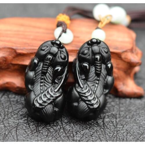 Drop shipping Natural black Obsidian Pendant Carved Pixiu Fortune Pendant Necklace Women Mens Jades Jewelry Free Rope